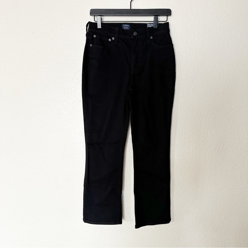 J. Crew Factory Jeans Womens Mid Rise Flare Crop Black All-day Stretch Sz 26 NEW - Picture 2 of 8